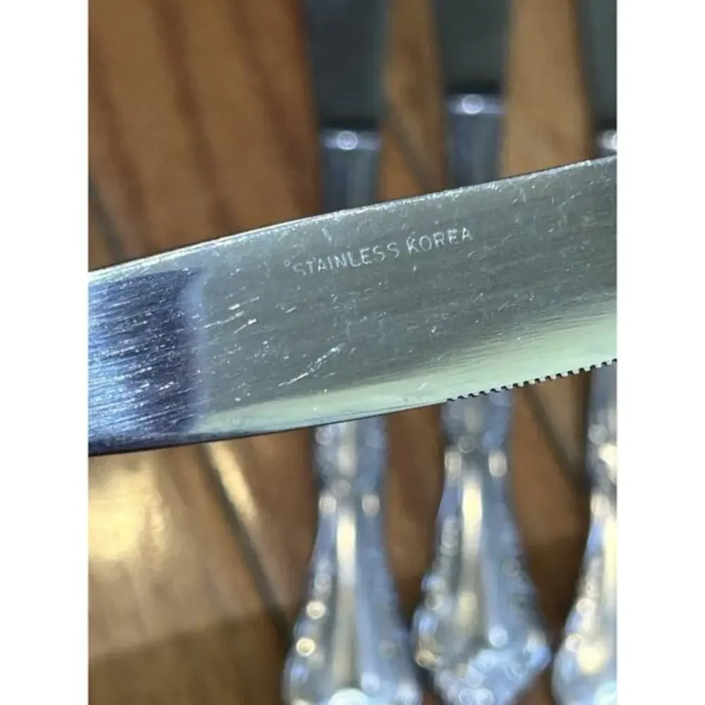 Set Of 4‎ Stainless Steel Knives Rose Pattern